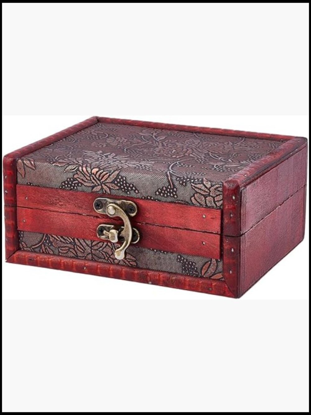 Vintage Wooden Treasure Chest Box Decorative Jewelry Organizer Storage Case